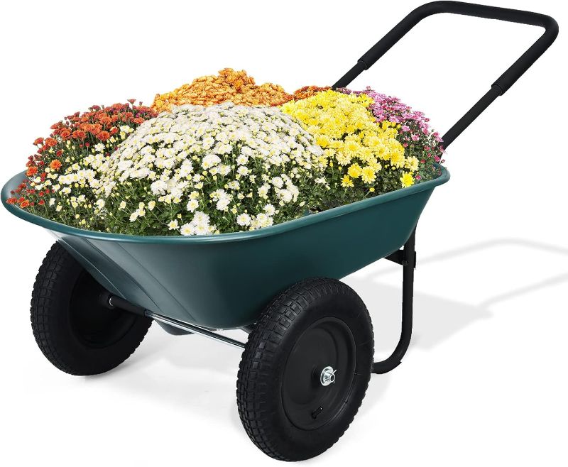 Photo 1 of 2 Tire Heavy-duty Dolly Utility Cart Wheelbarrow Garden Cart (black) 