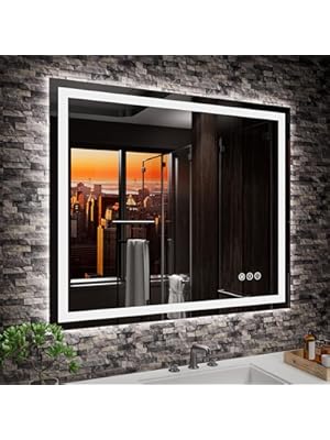 Photo 1 of Amorho LED Mirror for Bathroom 36"x 30" with Front Light and Backlit, Stepless Dimmable, Anti-Fog, Shatter-Proof, Memory, 3 Colors, Wall Mount (Horizontal/Vertical)