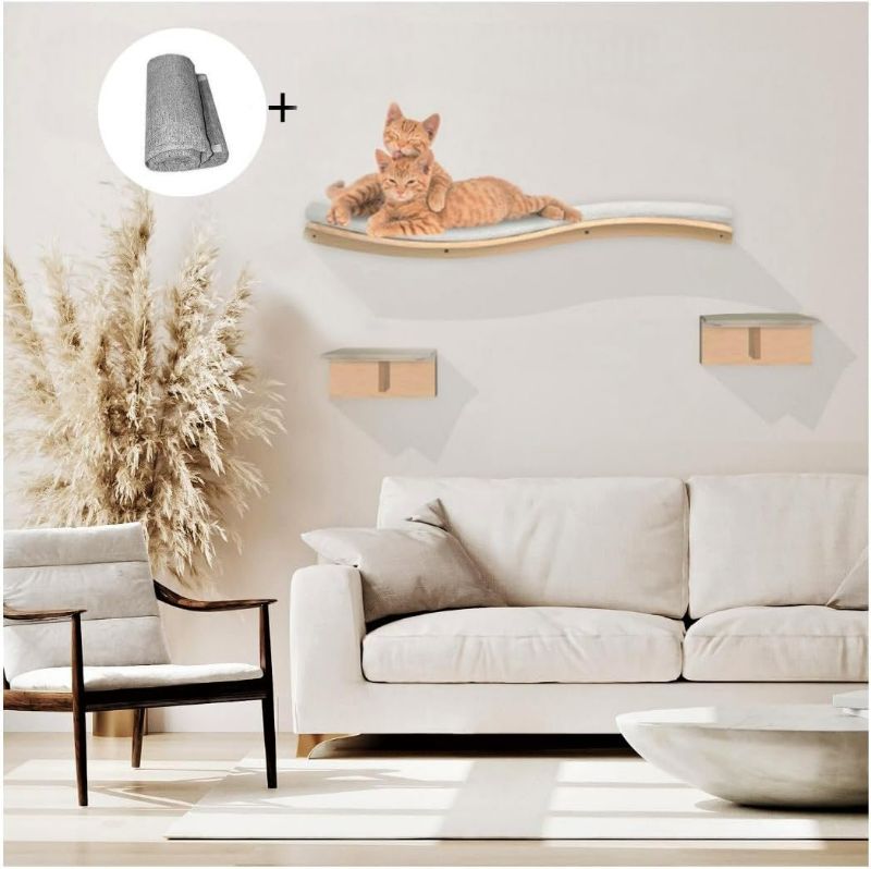 Photo 1 of MF Cat Shelf-Cat Shelves for Wall Large Cats Set, 35' Curved,Cat Wall Mounted Shelves and Perches,Cat Shelf for Wall,Cat Shelves for Wall,Cat Wall Bed,Wall Mounted Cat Furniture,Cat Wall Shelves