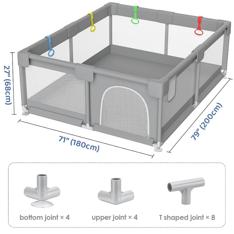 Photo 1 of 79" ×71" Extra Large Baby Playpen, Big Playpen for Babies and Toddlers, Gap-Free, Climb-Proof Play Yard for Baby, Spacious Baby Play Pen with Zippered Door and Storage Bag