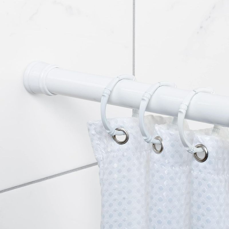 Photo 1 of Zenna Home Curtain Adjustable Tension Shower Rod, 44" to 72", White