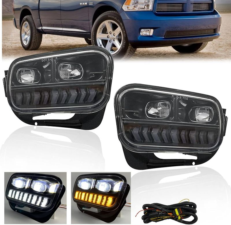 Photo 1 of LED Fog Lights Compatible with 2009-2014 Dodge Ram 1500 2500 3500, 1 Pair Front Bumper Driving Fog Lamps Assemblies with DRL (LED with DRL)