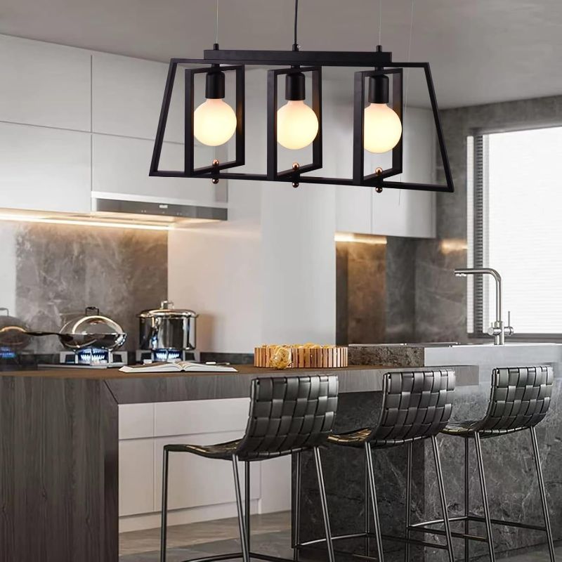 Photo 1 of 26 "Kitchen Island Light, 3-Lamp Dining Room Light Fixture, Black Island Light, Suitable for Dining Room and Living Room Entrance Halls, Metal Pendant Light, (Excluding Bulbs)
