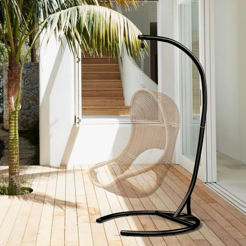 Photo 1 of Hammock Stand Only Max 300lbs Hammock Chair Stand Only Heavy Duty Hanging Chair Stand 360 Degree Rotation Egg Chair Stand C Stand Frame for Egg Chair Indoor Outdoor Porch Swing