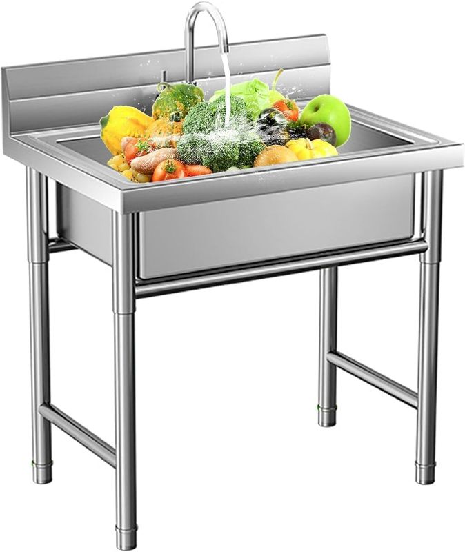 Photo 1 of THIS IS JUST THE SINK AND FAUCET Stainless Steel Utility Sink Free Standing with Faucet & Legs for Laundry Room, Kitchen, Restaurant, Garage, Outdoor Garden, Backyard, Industrial - Fregadero para Patio Exterior, 20 Inch