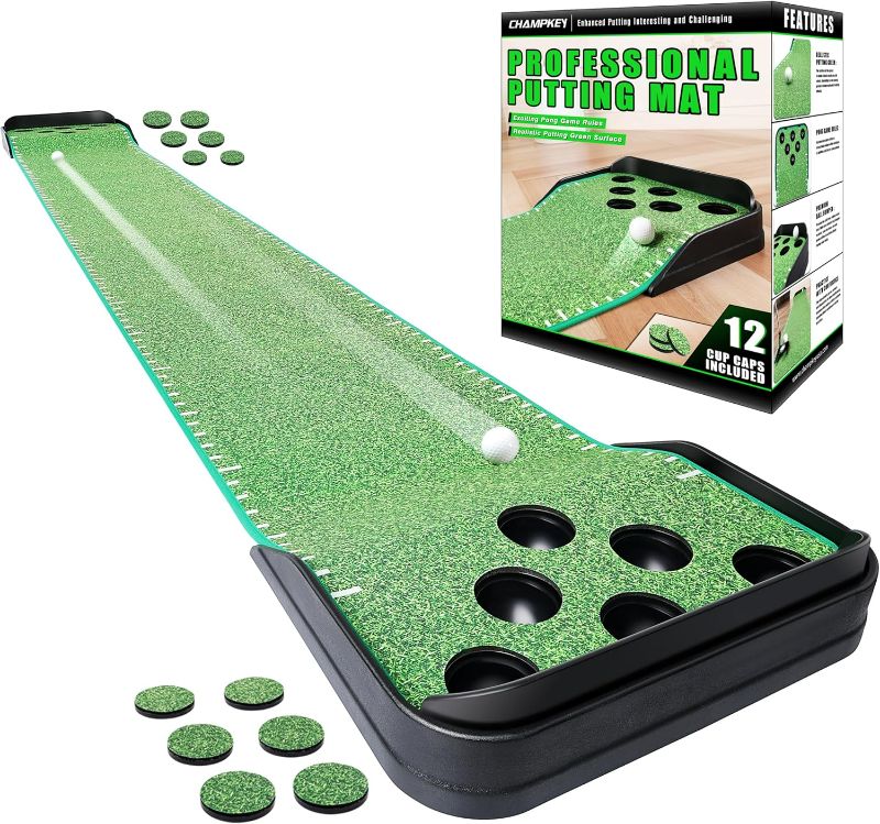 Photo 1 of CHAMPKEY Golf Putting Green Indoor - Advanced Guides Golf Putting Mat - Enhance Putting Accuracy and Challenge