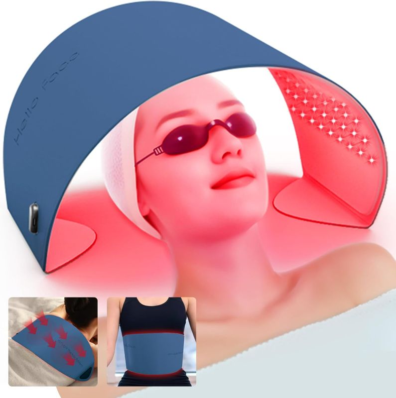 Photo 1 of Multifunction Red Light Therapy for Face and Body, 850nm Near-Infrared Light Therapy Tool Skin Care Equipment at Home, Red Light Therapy Lamp with Leather Material, Waterproof, Blue