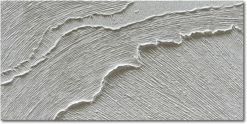 Photo 1 of NANKAI art 30x60 Inches Thick Texture White Abstract Oil Painting Thick Texture Beach Wave Landscape Oil Painting Family Wall Decorative Art Oil Painting