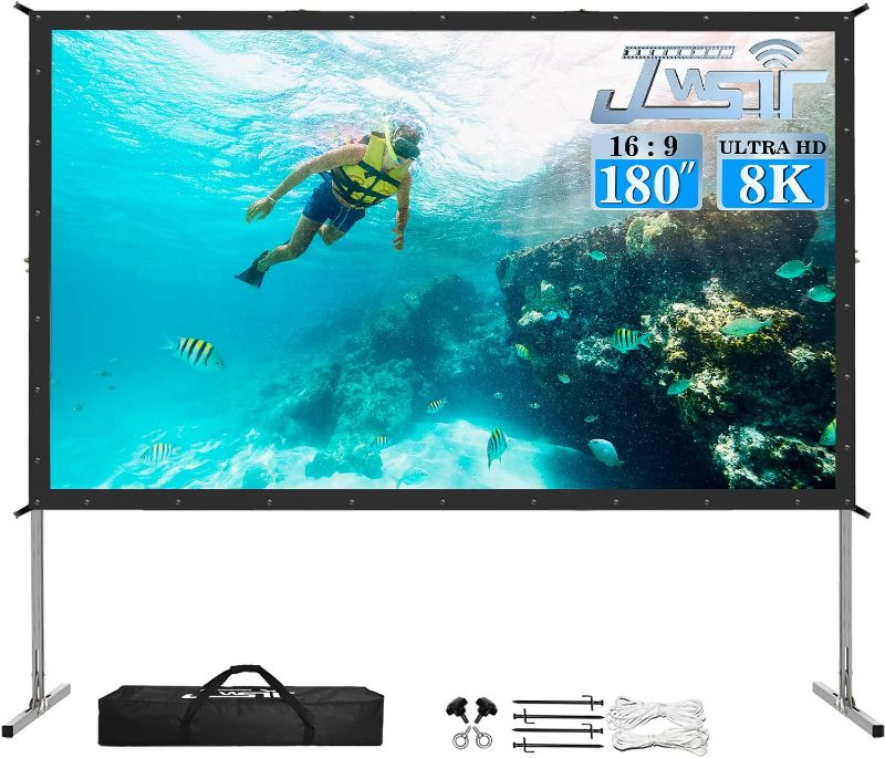 Photo 1 of 180 inch Projector Screen with Stand,Upgraded 3 Layers PVC 16:9 Large Outdoor Projector Screen,Portable Outdoor Movie Screen with Carrying Bag for large commercial performance