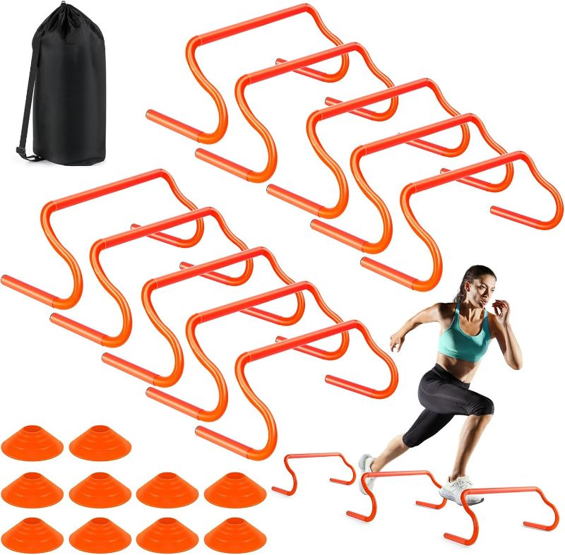 Photo 1 of Agility Hurdles Training Equipment - Speed Hurdles and Soccer Cones with Carrying Bag for Soccer, Football, and Track Drills, Ideal for Athletes Speed and Agility Training