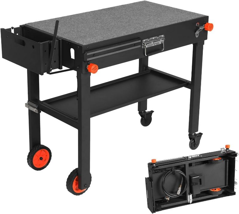 Photo 1 of Portable Outdoor Grill Table, Blackstone Griddle Stand, Blackstone Stand for 22 Griddle Or 17 Inch Griddle, Movable Griddle Stand with Wheels, Grill Cart for Blackstone Griddle, Ninja Grill