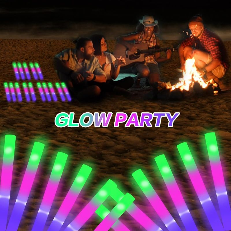 Photo 1 of AWANG 100 Pcs Glow Sticks With 3 Modes Colorful Flashing Glow In The Dark Party Supplies Multicolor Bulk LED Foam Glow Sticks For Wedding Raves Sporting Events Glow Party Birthday Camping Concert