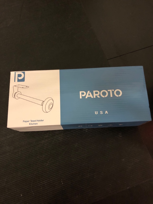 Photo 1 of Paroto Paper Towel Holder, One Hand Tear Paper Towel Holder Under Cabinet Adhesive or Drilling?Stainless Steel Paper Towel Holder Wall Mount with Quick Release Knob for Kitchen and Bathroom