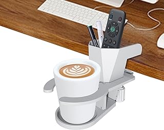 Photo 1 of Clip on Desk Cup Holder with Pen Holder,Durable and Anti-Spill Cup Holder for Office Home Desk Table https://a.co/d/09aVUmJj