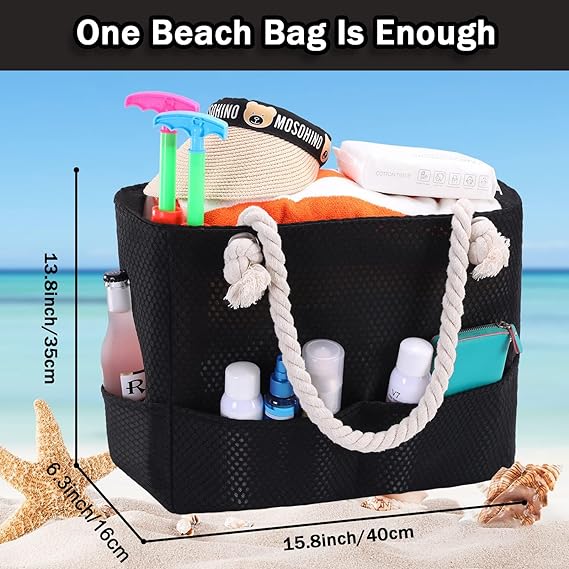 Photo 1 of Genovega Large Mesh Beach Bag for Women Waterproof Sandproof Oversized Tote Best Handbag
