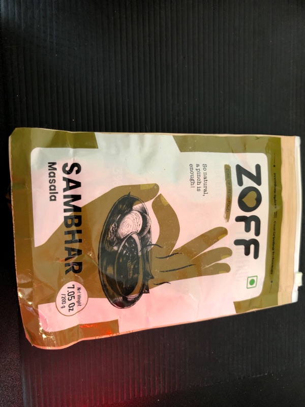 Photo 1 of exp date 08/2025---Zoff Sambhar Masala 7.05 oz l 200g Traditional Indian Sambhar Masala Spice Powder for Rich and Spicy Flavors Sambhar Masala - Vegan - Non-GMO - No Added Color or Preservatives, (Resealable Bag)
