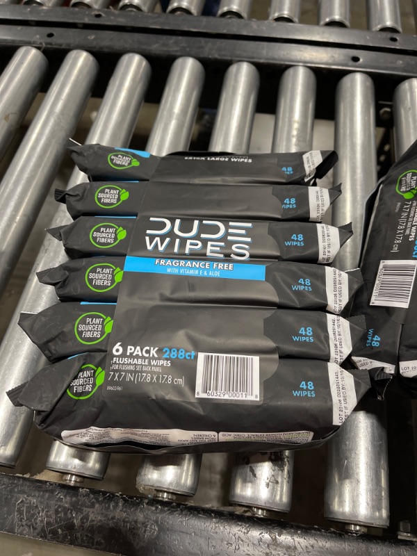 Photo 2 of DUDE Wipes Flushable Wipes - 6 Pack, 288 Wipes - Unscented Wet Wipes with Vitamin-E & Aloe for at-Home Use - Septic and Sewer Safe Fragrance Free