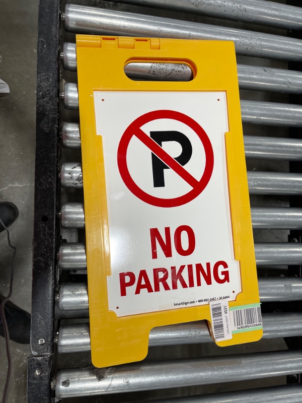 Photo 2 of SmartSign 25 x 12 inch “No Parking” Two-Sided Folding Floor Sign with Symbol, Digitally Printed Polypropylene Plastic, Multicolor