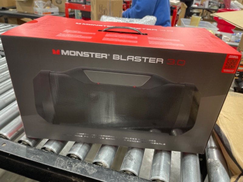 Photo 2 of Monster Blaster 3.0 Portable Speaker, 120W Wireless Bluetooth, IPX5 Rechargeable Waterproof with USB Charge Out & Aux Input Black Blaster 3.0