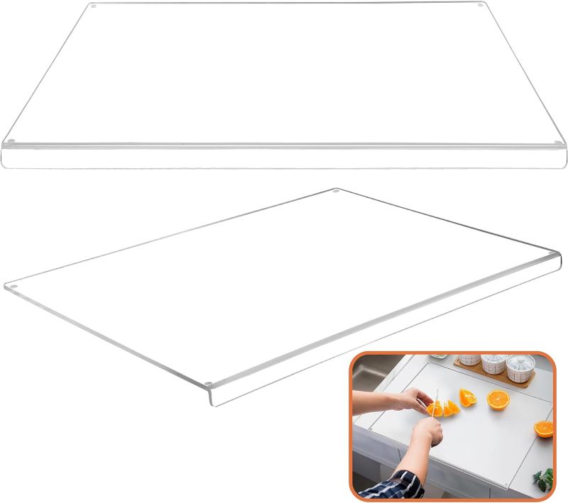 Photo 1 of 24"x 18"Acrylic Anti-Slip Transparent Cutting Board for Kitchen Counter,Clear Cutting Board for Countertop with Lip,Non Slip Chopping Board,Space Saving Countertop Protector-One Piece
