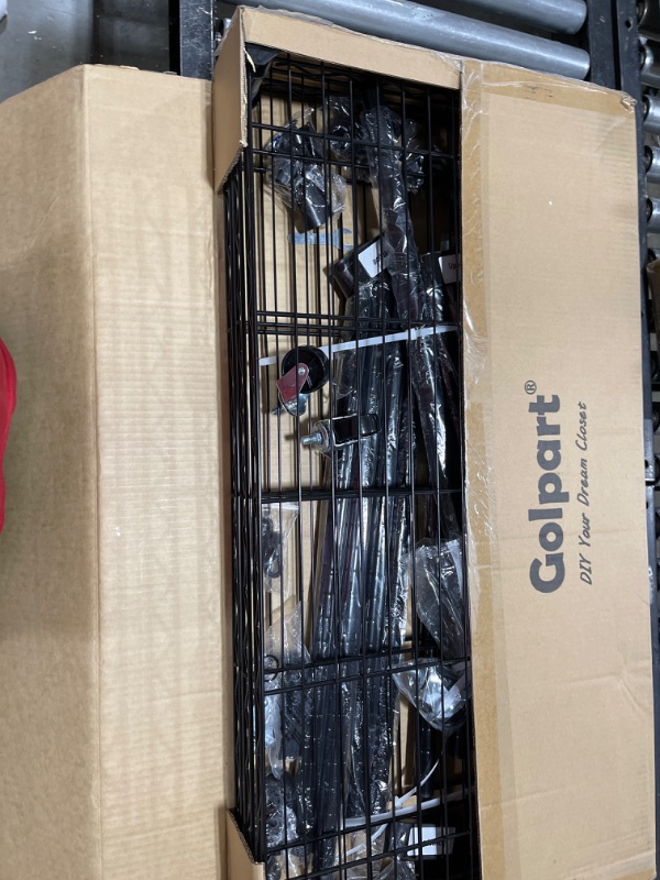 Photo 1 of Golpart Portable Closet Clothes Rack Rolling Clothing Racks for Hanging Clothes,3-Tier Freestanding Garment Rack with Shelves & Wheel,Heavy Duty Metal Wardrobe Closet,18" Dx35.75 Wx79.12 H,Black 18"D x 35.75"W x 79.13"H Black