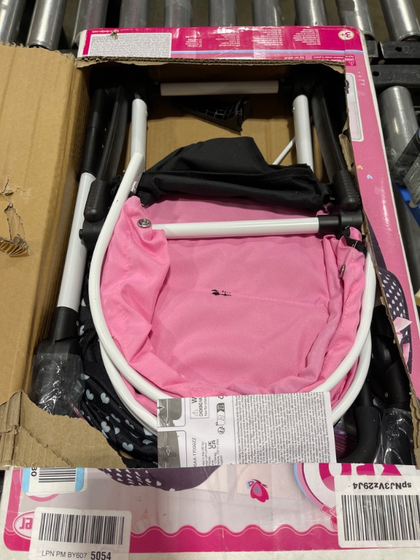 Photo 1 of Bayer Design Dolls: Pram Xeo: Hearts Black & Pink - Matching Handbag, Adjustable Handle, for Dolls Up to 20", Ages 3+