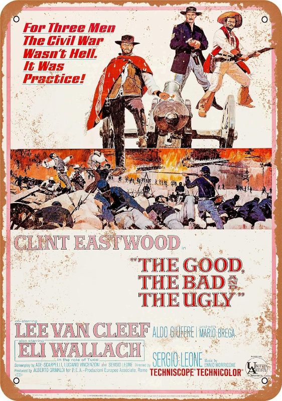 Photo 1 of 1966 The Good, The Bad And The Ugly Movie 12 X 8 Inches Retro Metal Tin Sign - Vintage Art Poster Plaque 