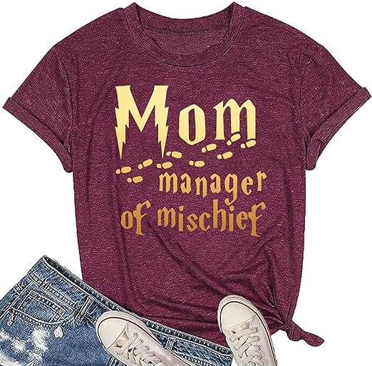 Photo 1 of Funny Mom Shirt Women Mom Manager Shirt Magical Mama Shirt Mothers Day Short Sleeve Tee Tops Size 5XL