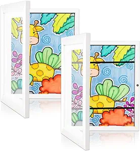 Photo 1 of 2 Pack Kids Art Frame White 8.5x11 Front Opening Changeable Kids Artwork Frames for Hanging Wall, Drawing Frame Storage Holds 150 Pcs for Display, Photos, Crafts, White