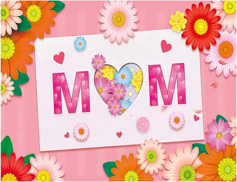 Photo 1 of Mother's Day Background Mom Background Flower Heart Background Mother's Day Party Decoration Photography Studio Props YY-5506 7x5FT Gold
