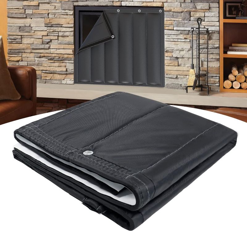 Photo 1 of Magnetic Fireplace Covers Indoor for Insulation, Fireplace Draft Stopper Blanket for Stopping Heat Loss, Magnetic Fireplace Cover for Inside Fireplace, Fireplace Screen, Black, 45" x 34"