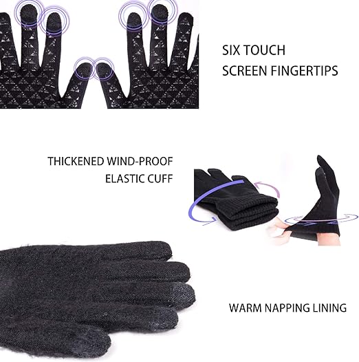 Photo 1 of Winter Gloves for Men Women - Upgraded Touch Screen Cold Weather Thermal Warm Knit Glove for Running Driving Hiking Size L