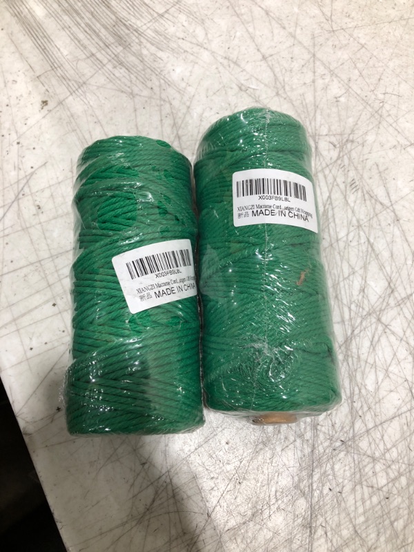 Photo 2 of 2 Pack -Macrame Cord, POZEAN 2mm x 220 Yards (About 200m) Colored Macrame Rope, 100% Natural Cotton Rope for Wall Hanging,Plant Hangers,DIY Crafts Knitting,Christmas Wedding Decorative Projects(LightGreen)
