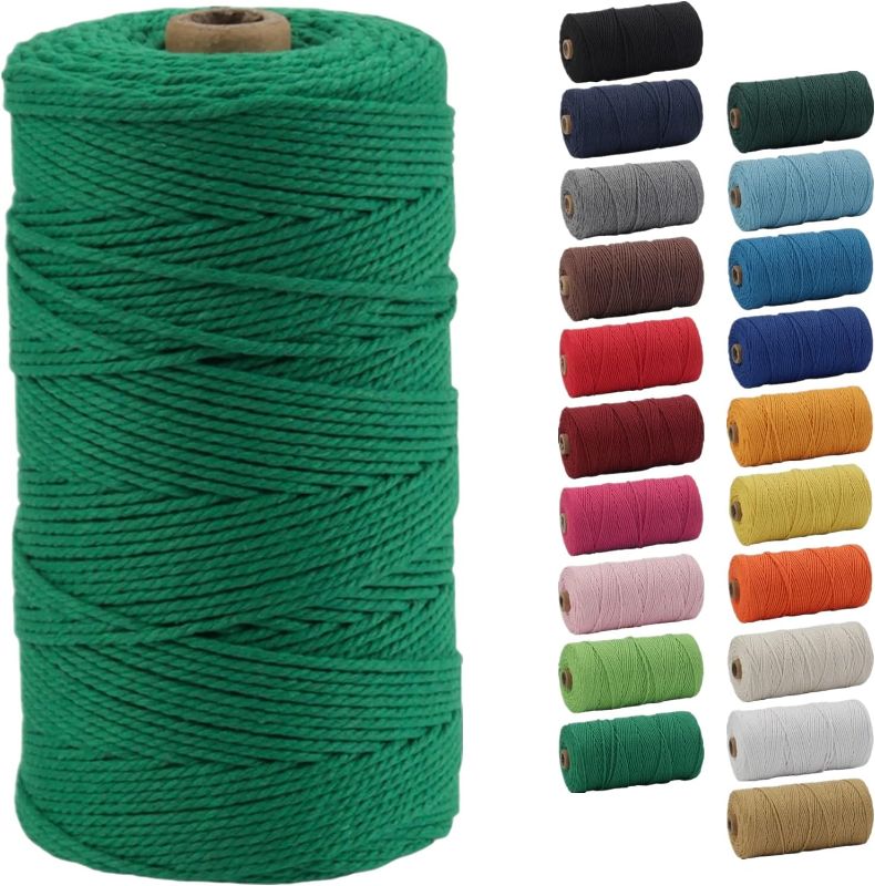 Photo 1 of 2 Pack -Macrame Cord, POZEAN 2mm x 220 Yards (About 200m) Colored Macrame Rope, 100% Natural Cotton Rope for Wall Hanging,Plant Hangers,DIY Crafts Knitting,Christmas Wedding Decorative Projects(LightGreen)
