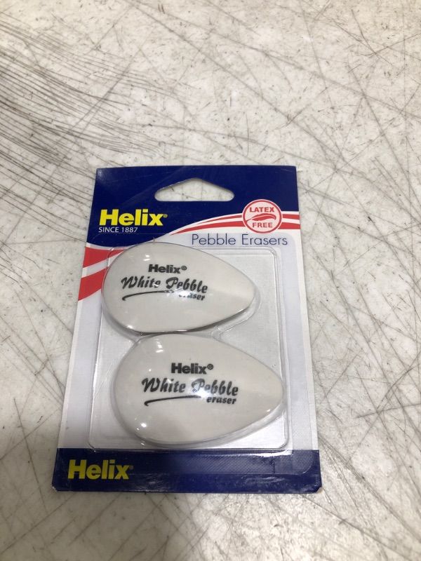 Photo 2 of Helix White Pebble Ergonomic Eraser Pack of 2, Latex Free (25001)