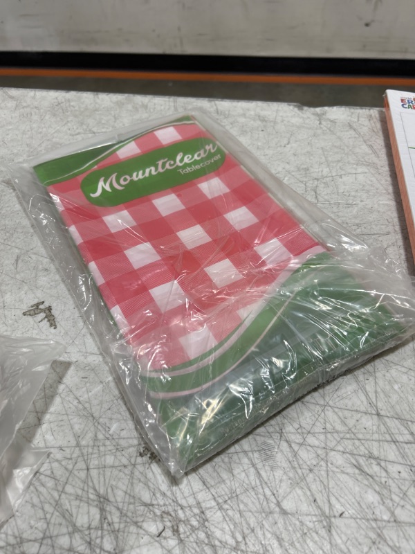Photo 1 of 6-Pack Premium Gingham Checkerboard Disposable Plastic Tablecloths 54" x 108" Rectangle Table Cover (red/White)