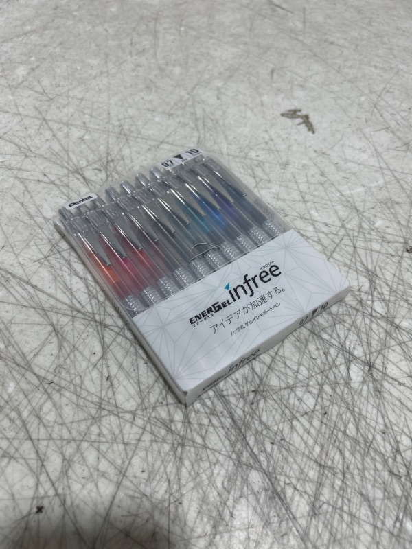 Photo 2 of Pentel EnerGel Ink Ballpoint Pen (EnerGel Infree), 0.7mm ball, 10 Color Set (BL77TL-10)