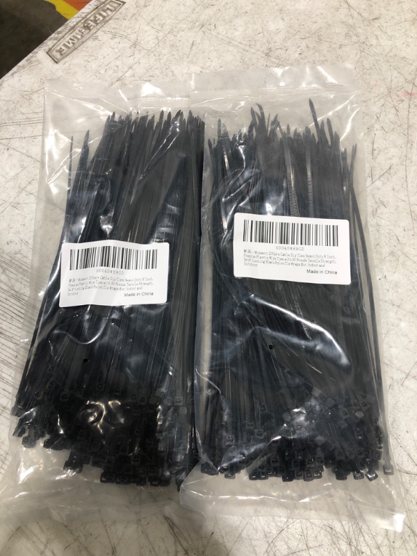 Photo 1 of 2 Pack - 200pcs Black Zip ties SIze 8 inch thin Size.