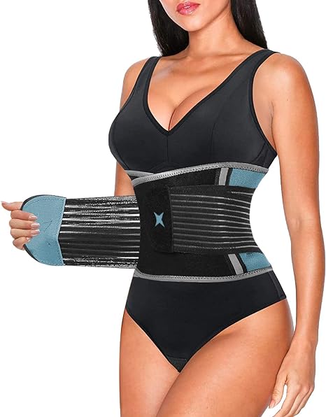 Photo 1 of Finlin Women's Waist Trainer Slimmer Waist Trimmer Back Support Belt Weight Loss Exercise Fitness Enhance Sweating Effect Grey XL