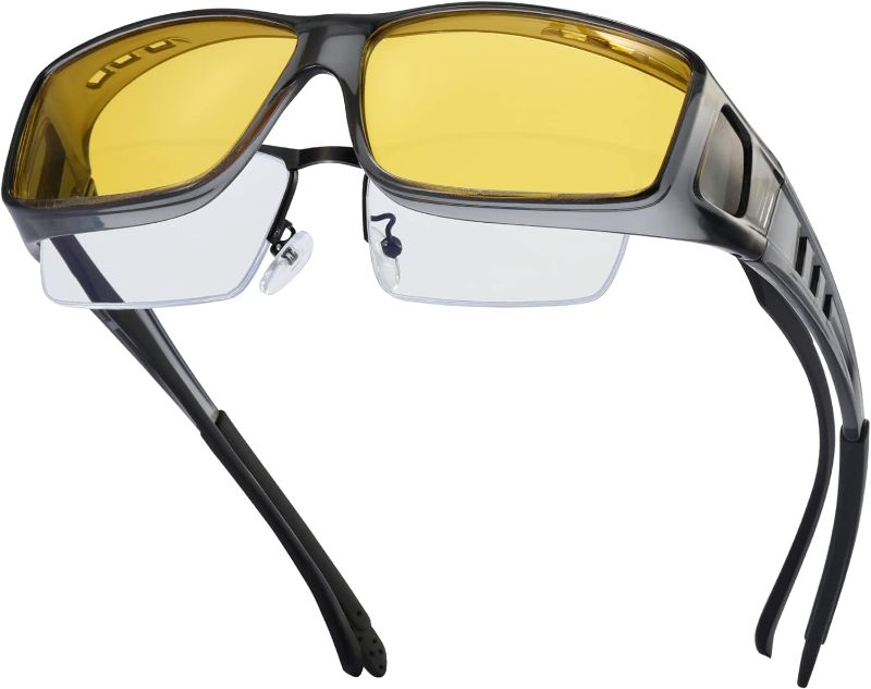 Photo 1 of Over Glasses Sunglasses for Men Women, Wrap Around Sunglasses UV Protection Polarized Sports Sunglasses for Driving
