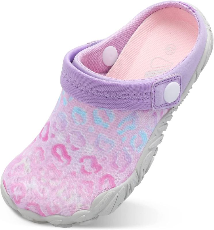 Photo 1 of Kids Girls Boys Quick Dry Athletic Water Shoes Sandals Pool Swim Outdoor Sandals Wide House Clog Slippers Purple Leopard 5 Big Kid

 