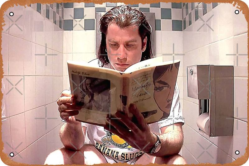 Photo 1 of Pulp Fiction Movie Poster - Vincent Vega Print - Funny Bathroom Metal Tin Poster 12 X 8 Inches Man Cave Wall Decor
