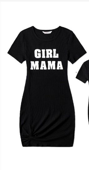 Photo 1 of PATPAT Mommy and Me Matching Outfits Short-Sleeve Crewneck Bodycon T-Shirt Dresses for Women and Girls Women Small Black