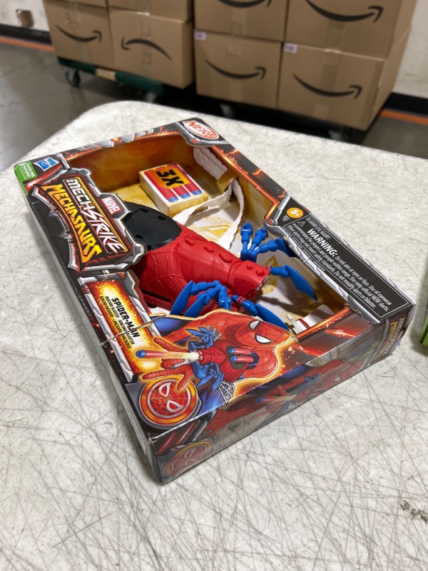 Photo 2 of Marvel Mech Strike Mechasaurs Spider-Man Arachno Blaster, NERF Blaster with 3 Darts, Role Play Super Hero Toys for Kids Ages 5 and Up
