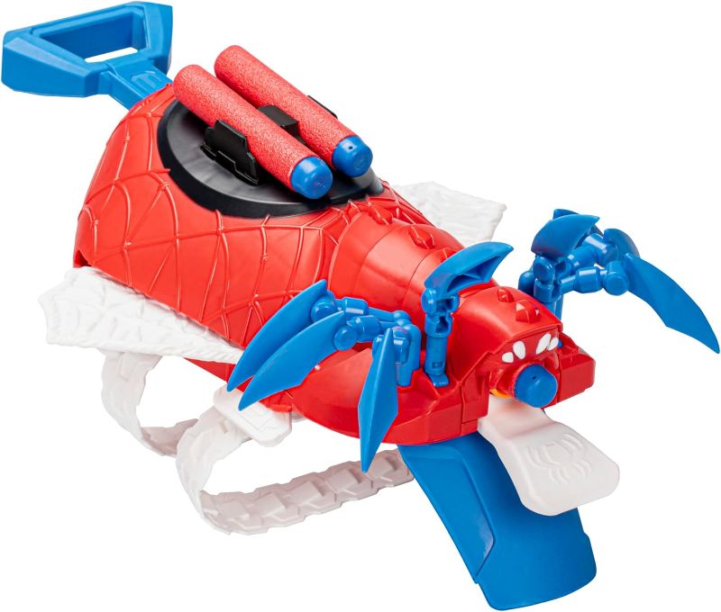 Photo 1 of Marvel Mech Strike Mechasaurs Spider-Man Arachno Blaster, NERF Blaster with 3 Darts, Role Play Super Hero Toys for Kids Ages 5 and Up
