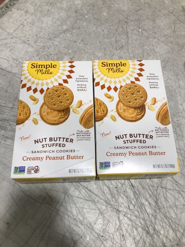 Photo 2 of Simple Mills Creamy Peanut Butter Sandwich Cookies - Gluten Free, Vegan, Healthy Snacks, 6.7 Ounce (Pack of 2) Creamy Peanut Butter 6.7 Ounce (Pack of 2)