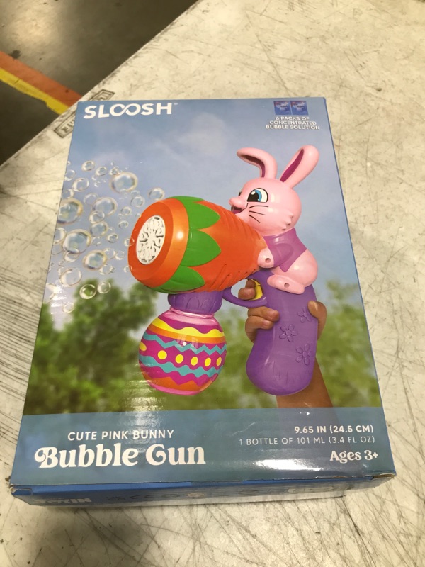 Photo 2 of Sloosh Easter Bunny Bubble Gun for Toddlers 3+, Pink Bunny Light Up Bubble Blower with 6 Bubble Refill Solution for Kids Ages 4-8, Bubble Machine Gun for Birthday Party Gifts, Outdoor, Easter