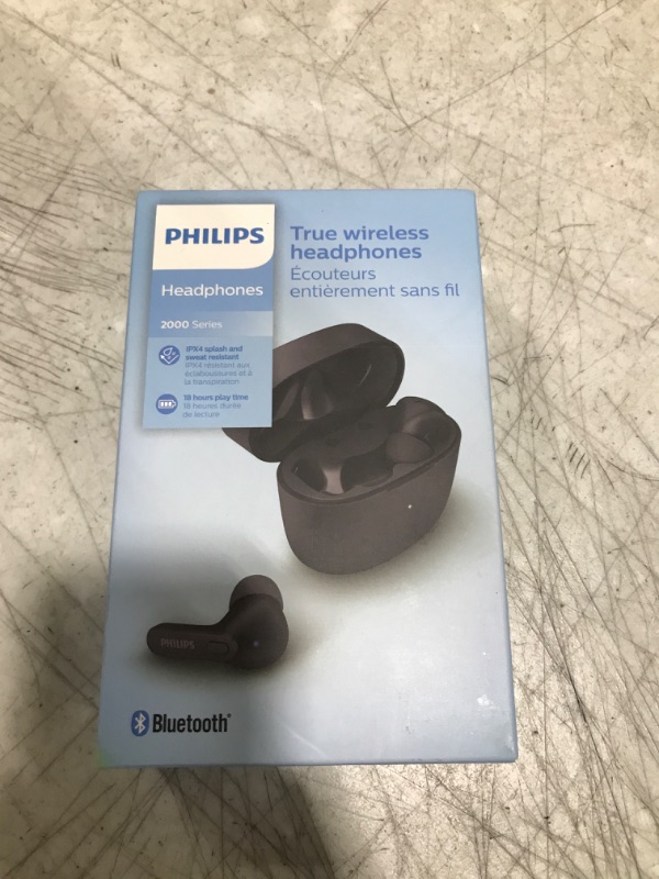 Photo 2 of PHILIPS T2206 True Wireless Headphones with IPX4 Water Resistance and Super-Small Charging case Black One size fits all In-Ear with Tip