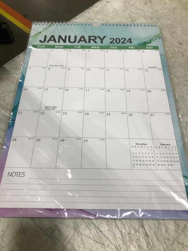 Photo 2 of Wall Calendar 2024 - Wall Calendar 2024-2025, January.2024 - June.2025, 12" x 17", 18 Monthly Wall Calendar 2024 with Twin-Wire Binding + Hanging Hook + Thick Paper + Unruled Blocks with Julian Dates