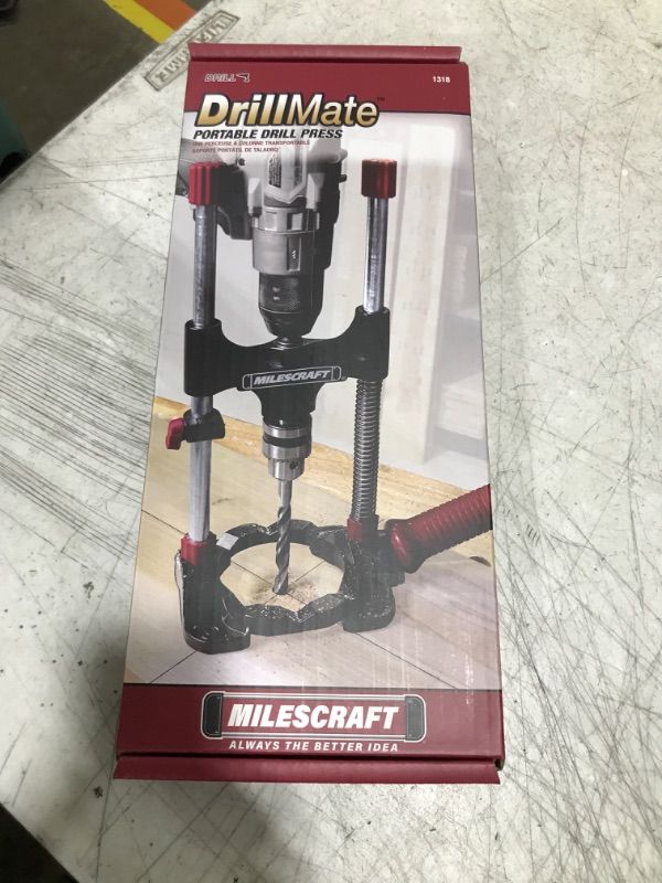 Photo 2 of Milescraft 1318 DrillMate Portable Drill Guide - Multi-Angle Drill Guide Attachment - Compatible with most 3/8 in. Drill Accessories - Self-Centering Drill Guide Base - Multi-Angle Readouts Drillmate Drill